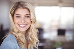 closeup of young woman smiling